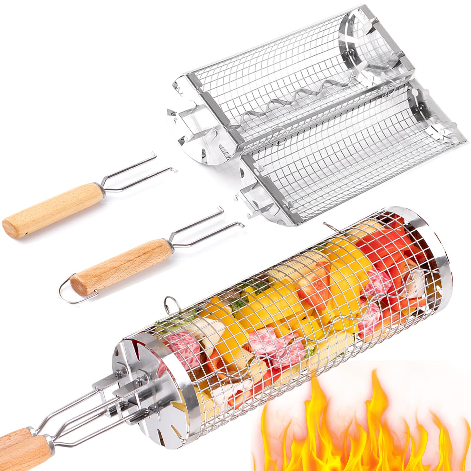 Camping Cooking Basket - BUYYES Cestino per griglia rotante Tubo